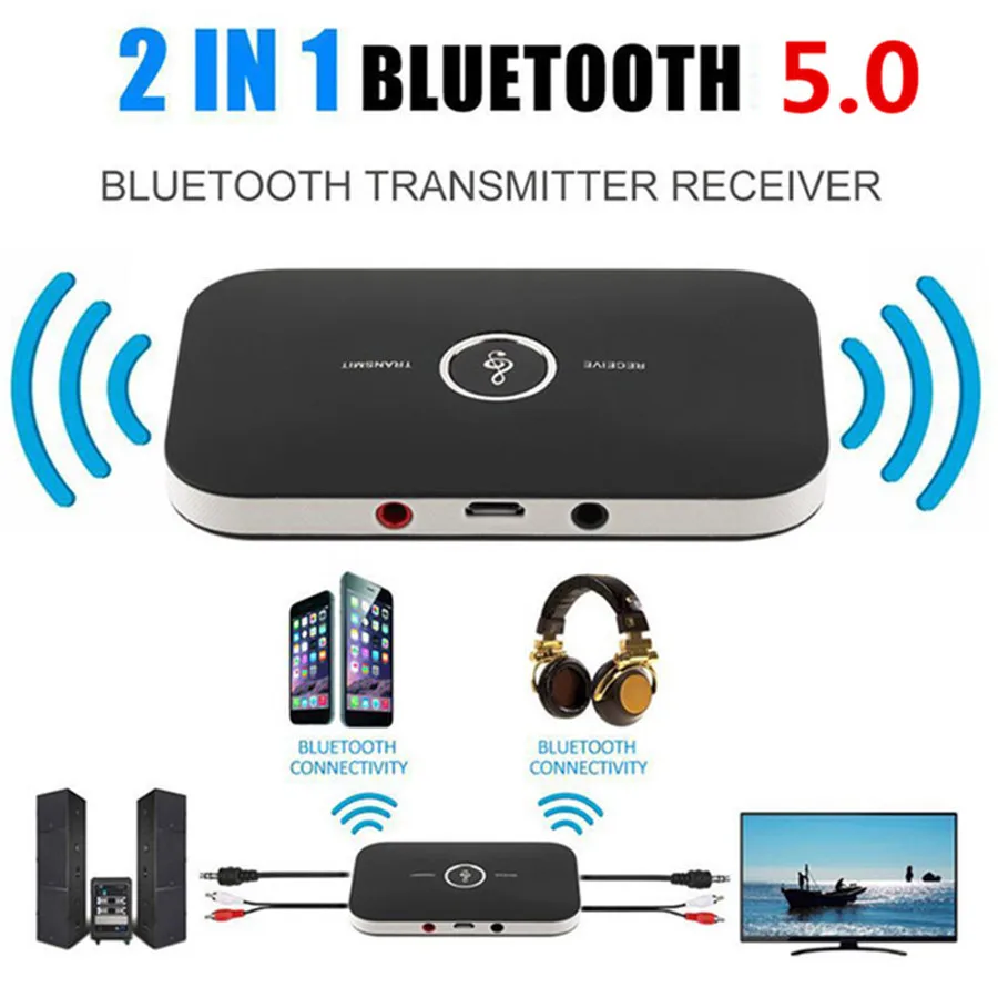 New B6 Bluetooth 5.0 vysielač a prijímač RCA 3,5 mm AUX Jack USB Dongle Music Wireless Audio Adapter pre slúchadlá TV CAP PC TV