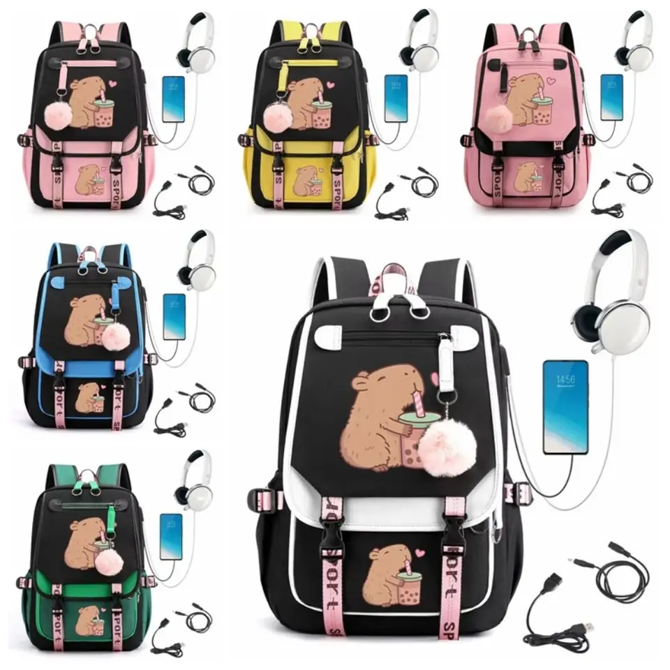 New Capybara Children's School Backpack Elementary School Large Capacity School Bags Nylon Students Schoolbag Kindergarten