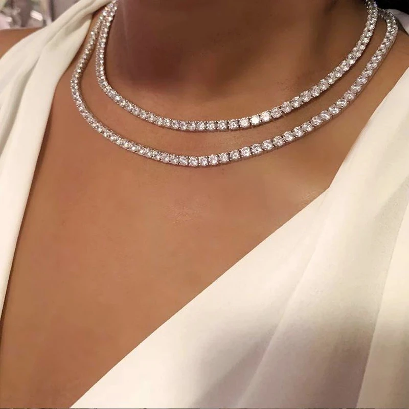 New Case Hip Hop Iced Out isking Bling 5A CZ Tennis Choker Náhrdelníky pre ženy luxusné denné svadobné šperky darčeky 15 
