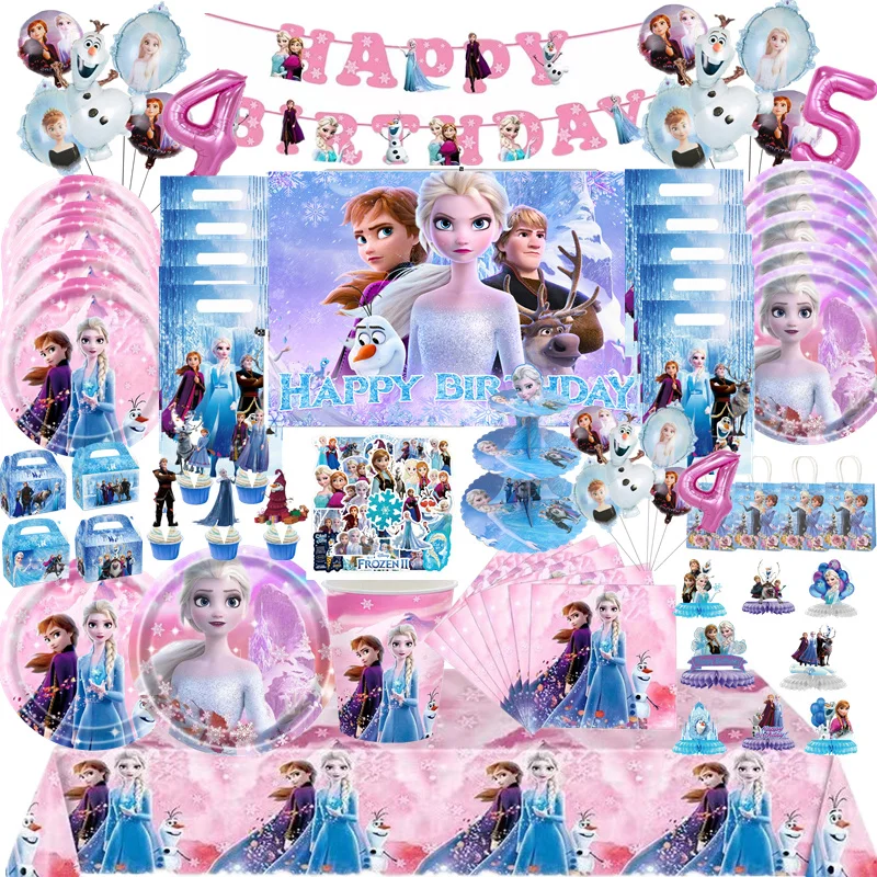 New Disney Elsa Anna Frozen 2 večierky Dodávky papierových šálok papierový tanier obrus