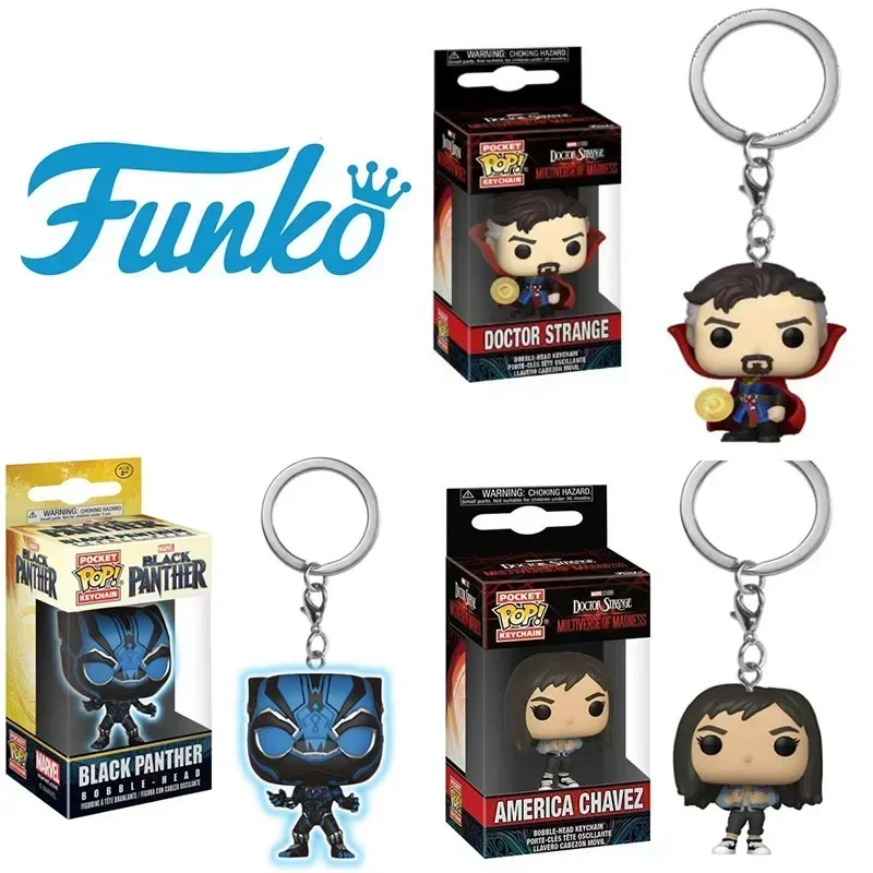 New Funko pop vrecko na keychain Doctor Strange America Chavez Black Panther (Bobble Head) Model hračky Darčeky pre deti