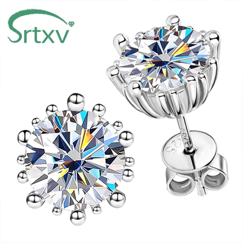 New Gra certifikované 2ct D farba Moissanit Stud náušnice pre ženy Man S925 Sterling Silver Svadobné diamondové uši šperky