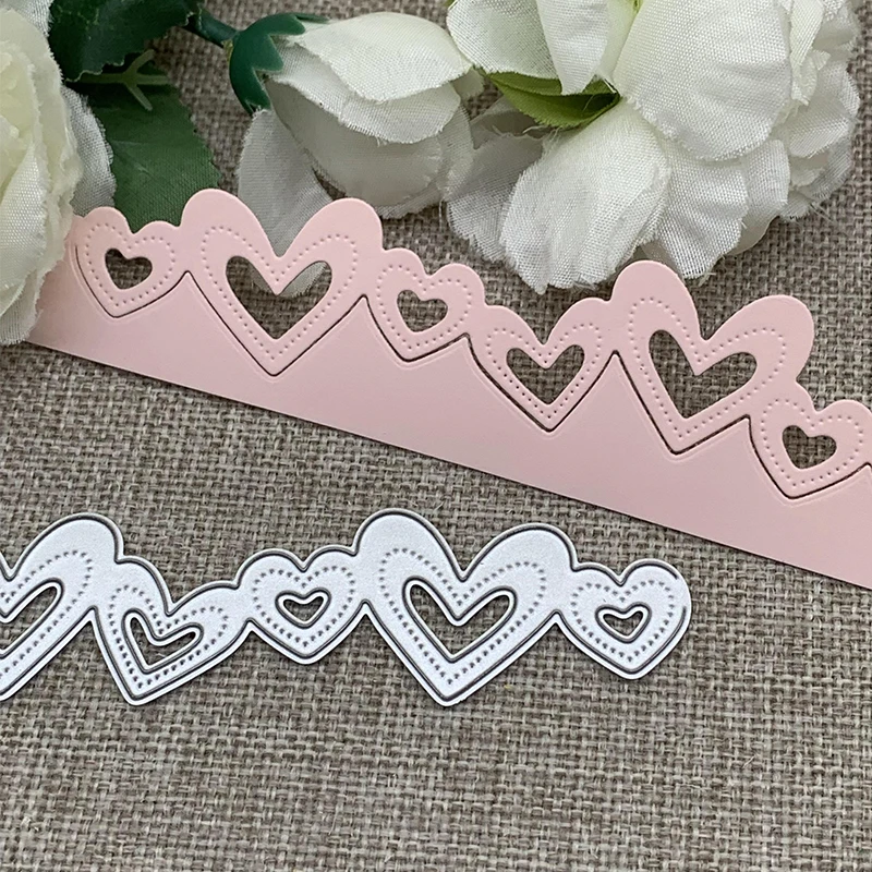 New Heart Love Edge Strip kovové rezanie matrici šablón Die Cut for DIY Scrapbooking Album Paper Card Embossing
