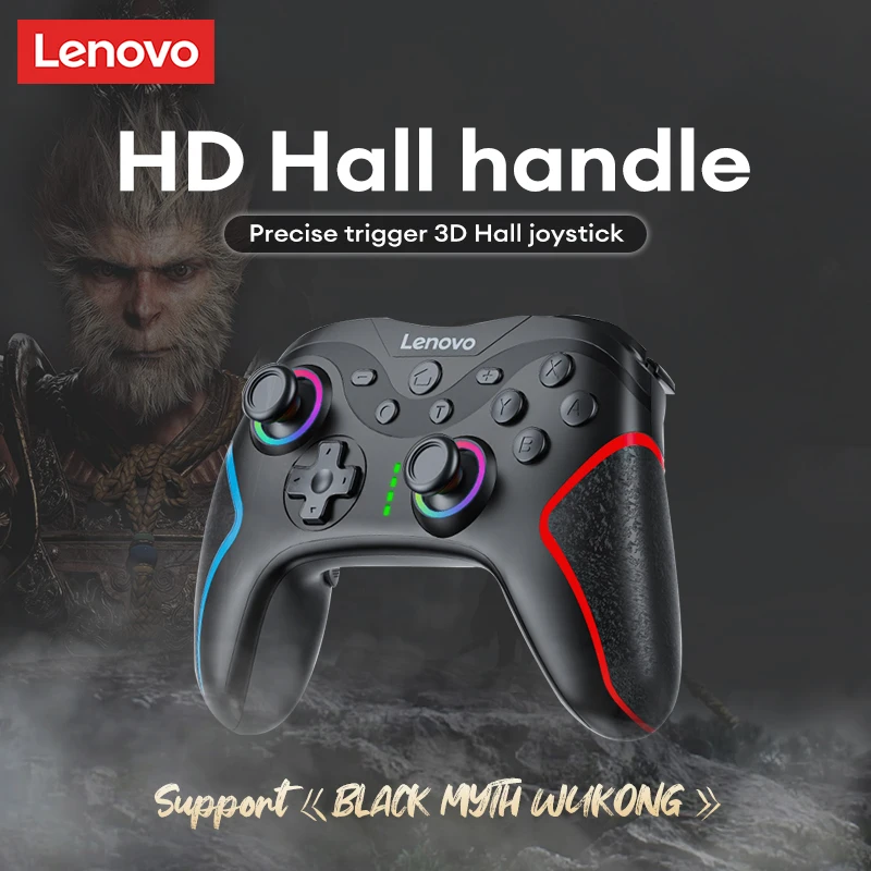 New Lenovo šesťosy Gamepads S01 Wireless Bluetooth 2.4g Smart Gaming Controller pre PS4 Switch PC Android iOS Black Myth Wukong Wukong