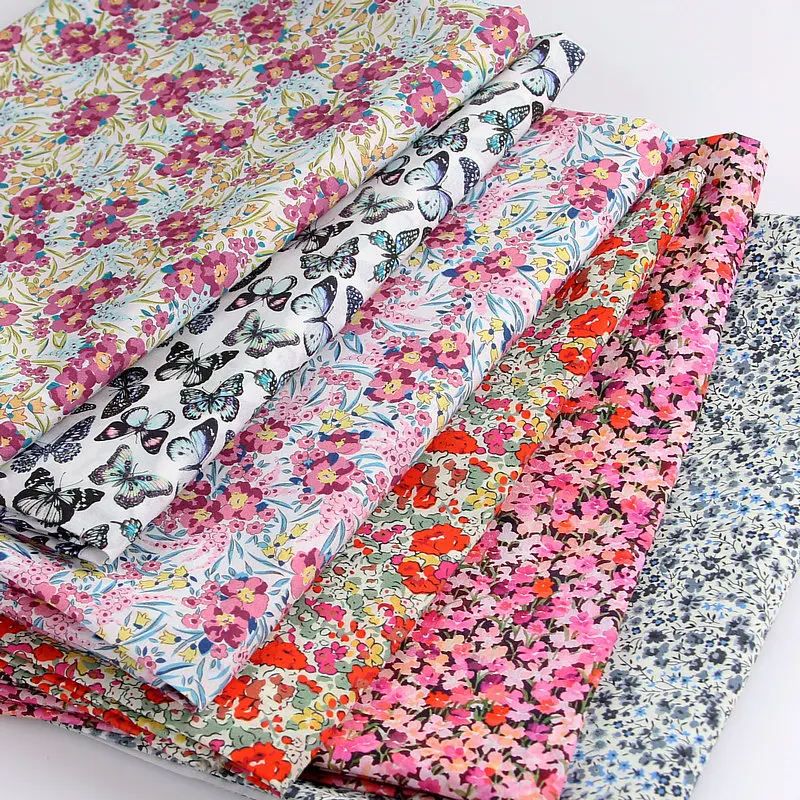 New Liberty Later letné kvetinové tenké tkaniny Poplin Cotton London Tkanina pre šijacie šaty Patchwork tkaniv