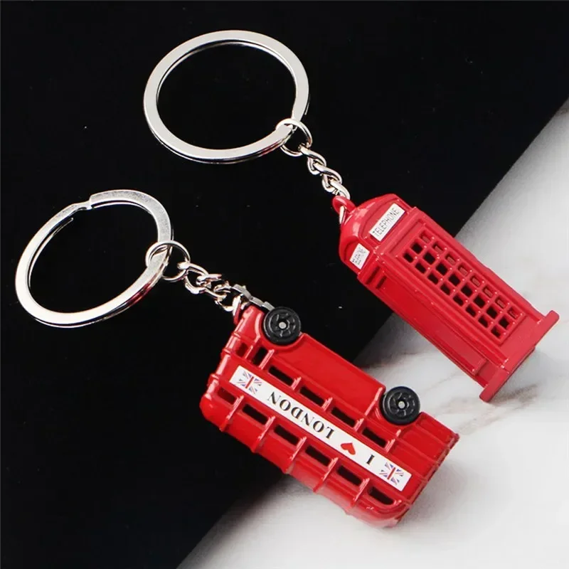 New London Red Bus Key Chain Post Mail Box Key Držiteľ Telefónne kúzlo Kúzlo prívesok Klávesnica pre mužov