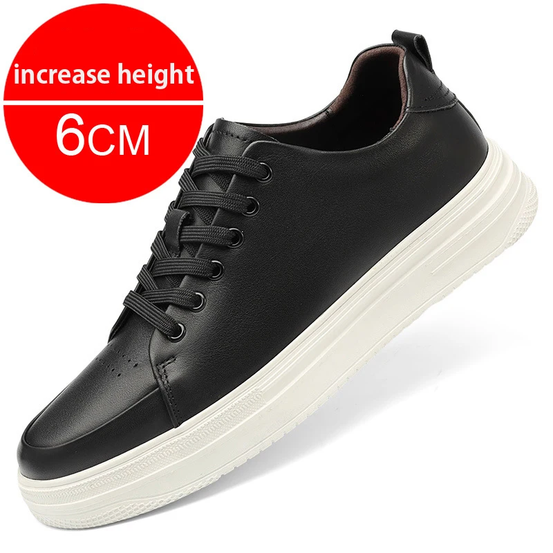 New Man Originálne kožené výťahové topánky Pohodlné zvýšenie topánok pre mužov s stielkou Falt/6 cm Príležitostné výťahové tenisky Vyššie topánky