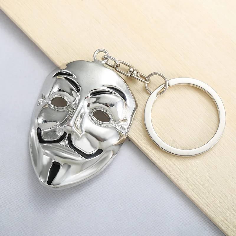 New Moive Jewelry V pre Vendetta Anonymous Mask Hip Hop Hacker Hacker Mask zliatiny Keychain Fashion Gaes Chaveiro 5 farieb