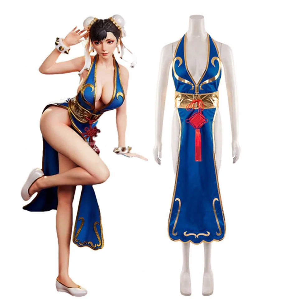New Street Fighter Chunli cos šaty sexy qipao lev tanečný výkon šaty cosplay anime halloween