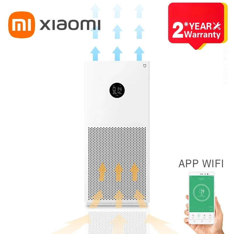New Xiaomi inteligentný čistič vzduchu 4 LITE LED displej štvornásobného purifikácie Aldehyd Demonser Ionizer 35.8dB (a) Nízky hluk