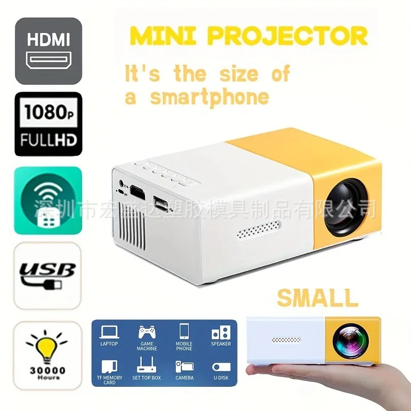 New YG300 Mini projektor Prenosné domáce kino Smart TV Laser Beamer 3D Cinema LED videokeku