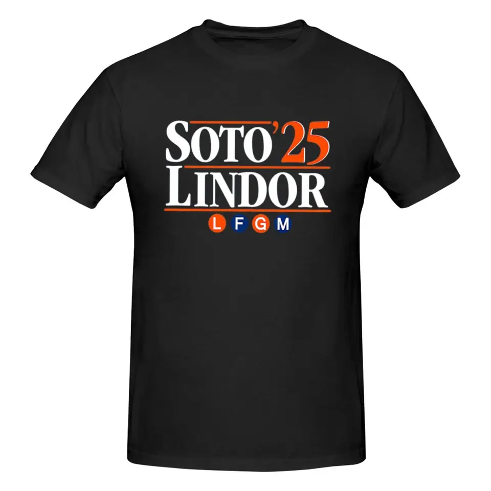 New York Mets Juan Soto Francisco Lindor 2025 Men Tričko Funny nadmerne nadmerné tričká Pánska posádka krku bavlnené odpaliská krátke letné muž