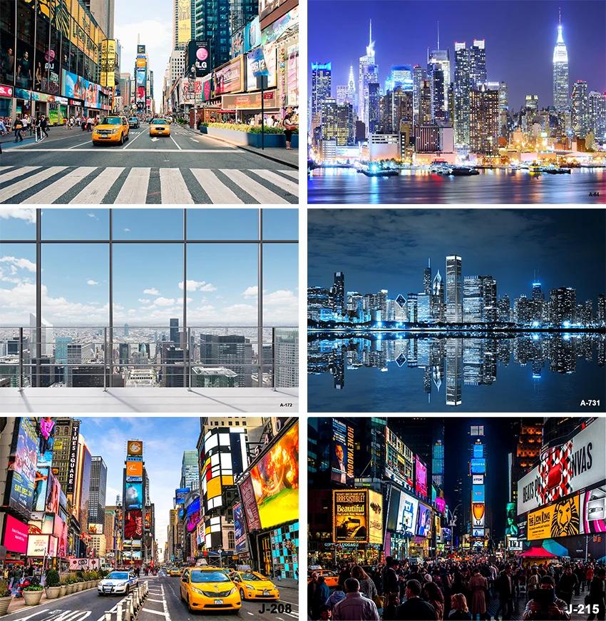 New York Times Square Photography Backgrops Street Budovy autá Moderné mestské nočné scenérie Photography Photofón