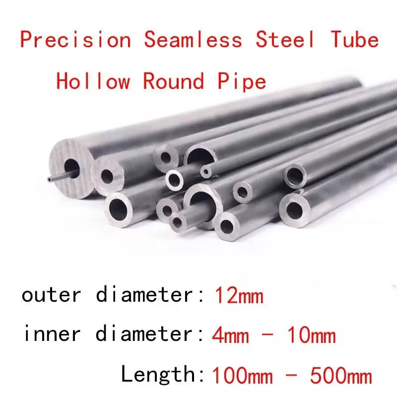 New1 1ks 12 mm Vonkajší priemer 4 mm-10 mm id Presnosť bezšvovej oceľovej trubice duté okrúhle potrubie Rovné trubice 100 mm-500 mm dĺžka
