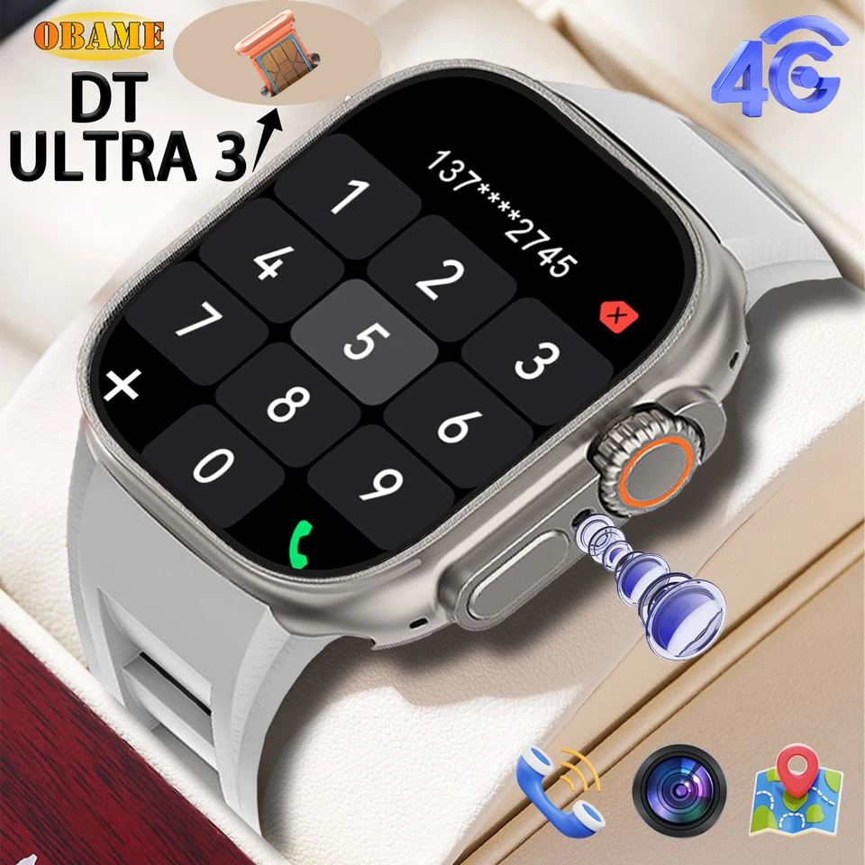New2.04-palcový 4G Network SIM Card Smart Watch Dual Camera GPS WiFi NFC Rugged 16G-ROM Google Play IP67 Android Men Women Smartwat