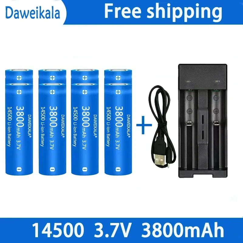 NEW2024 14500 3,7 V Veľká kapacita 3800 mAh lítium -iónová batéria, ktorá sa používa na elektrickú zubnú kefku, holiaci strojček, holič nabíjateľnú batériu