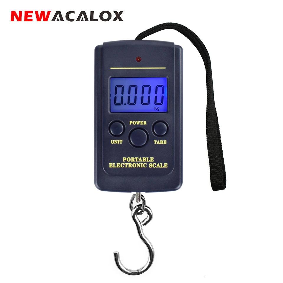 Newacalox 40 kg x 10g mini digitálna stupnica pre rybársku batožinu cestovné váženie Steelyard visiace elektronické háčiky Scale