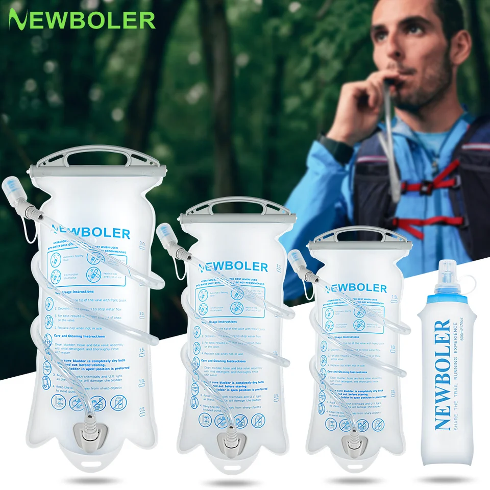 NEWBOLER 1,5L 2L 3L Outdoor Sport Camping Water Močover Running Sport Bicycle Mäkká voda fľaša z skladacieho vrecka TPU Soft Flask Vodná taška