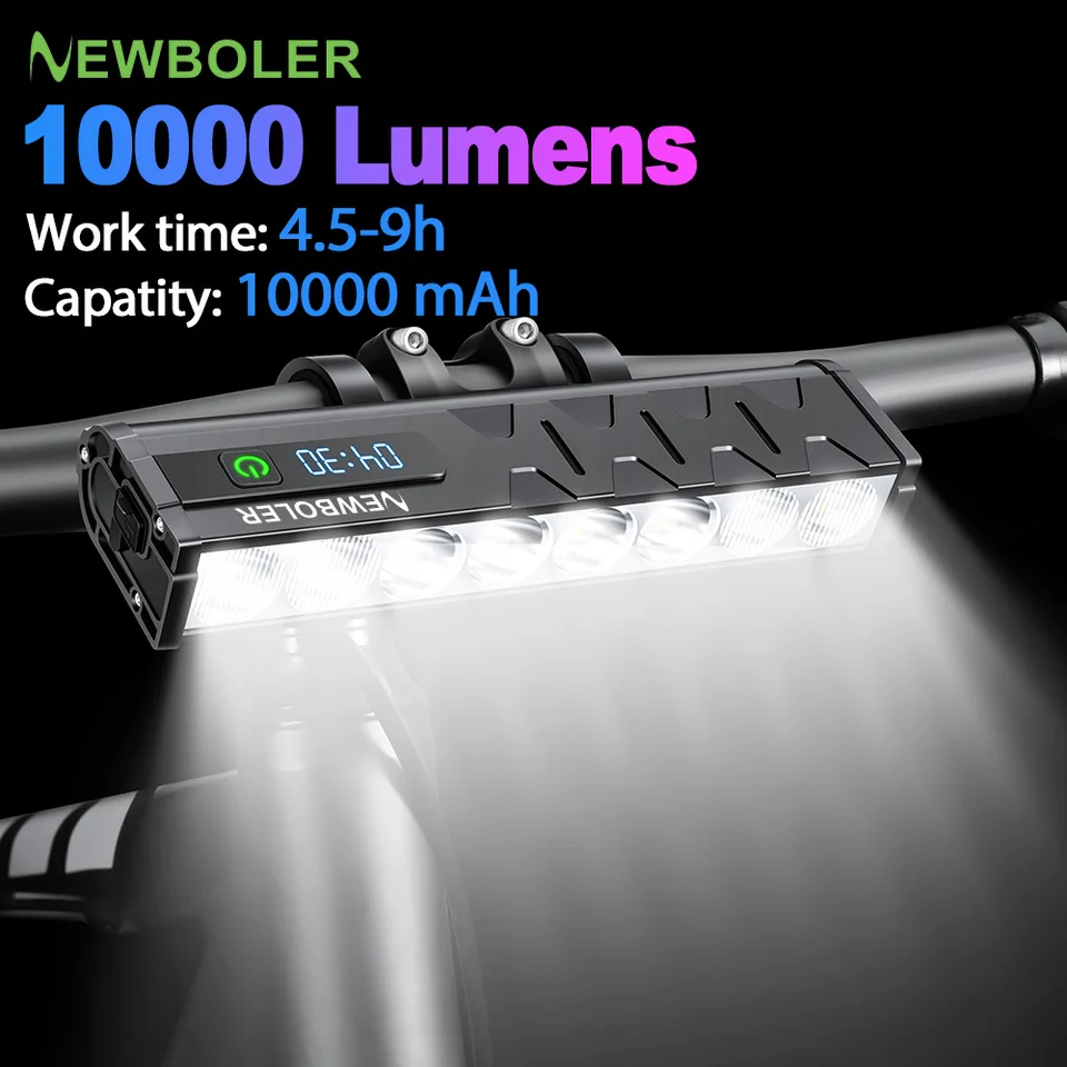 NEWBOLER Bicycle Light Front 10000MAH Bicykel Light 6000Lumen Witerproof USB nabíjanie MTB Coad Cycling Light Bicykel príslušenstvo
