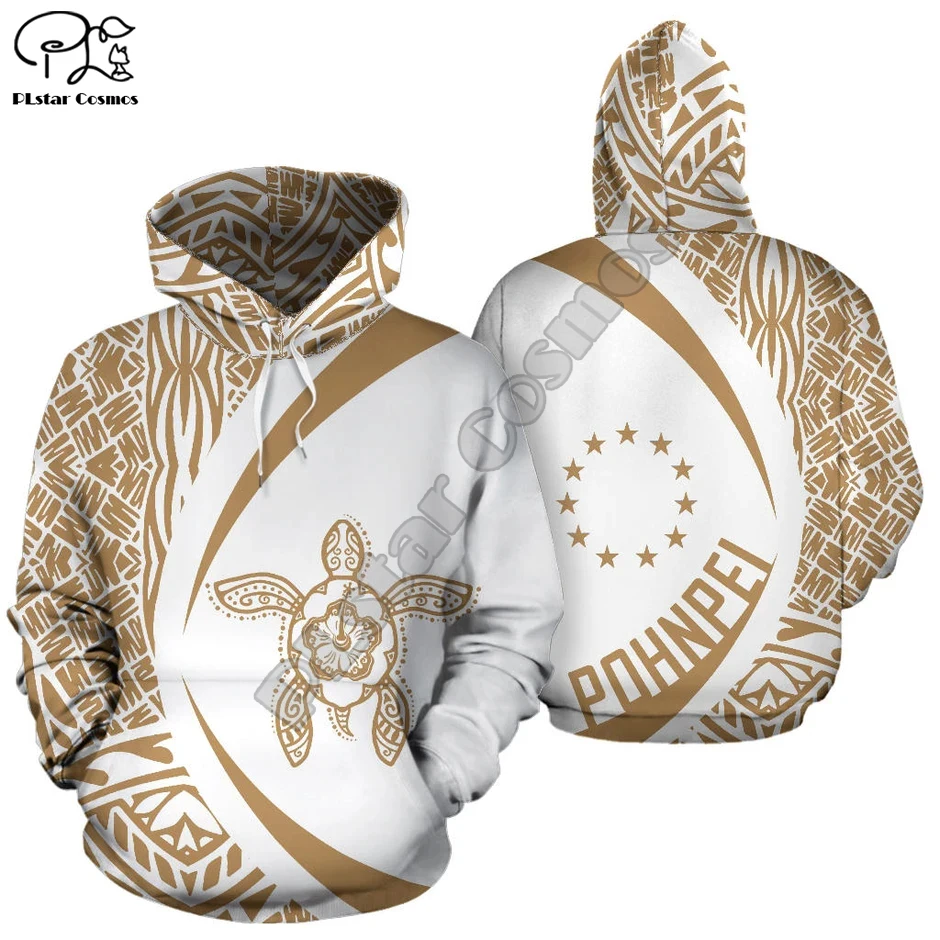 Newfashion Island Country Flag Pohnpei Polynézska kultúra Retro tetovanie Tractoo Tracksuit Men/Women Pullover Harajuku 3DPrint Hoodies A42