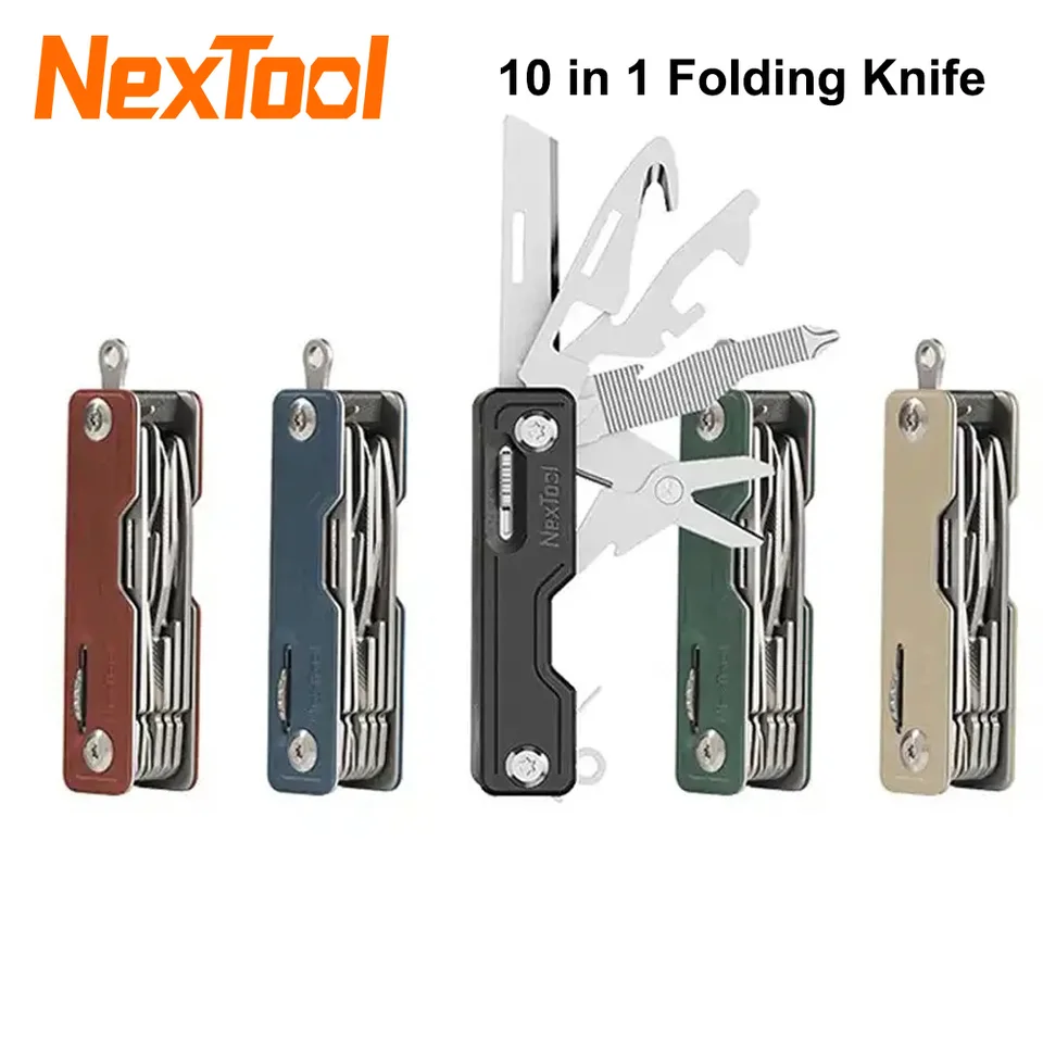 Nexool skladací nôž 10 in 1 EDC Multi Tools Upact nože nožnice Nožnice skrutkovač skladacie vonkajšie nástroje prežitie klip ostrý rezačka