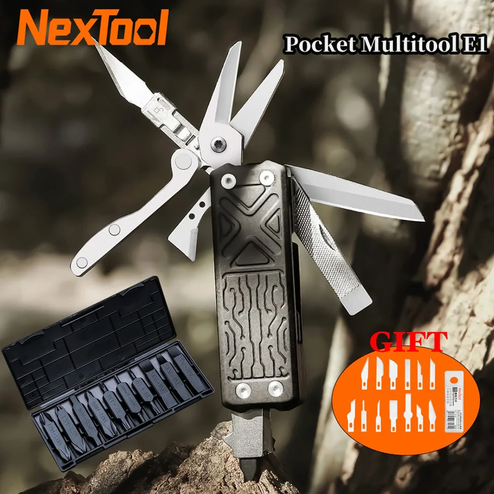 Nextool Pocket Multitool E1 10 in 1 skladací nožnici Nožnice Plier SEAL OUTHODOROVÉ CAMPING CAMPING