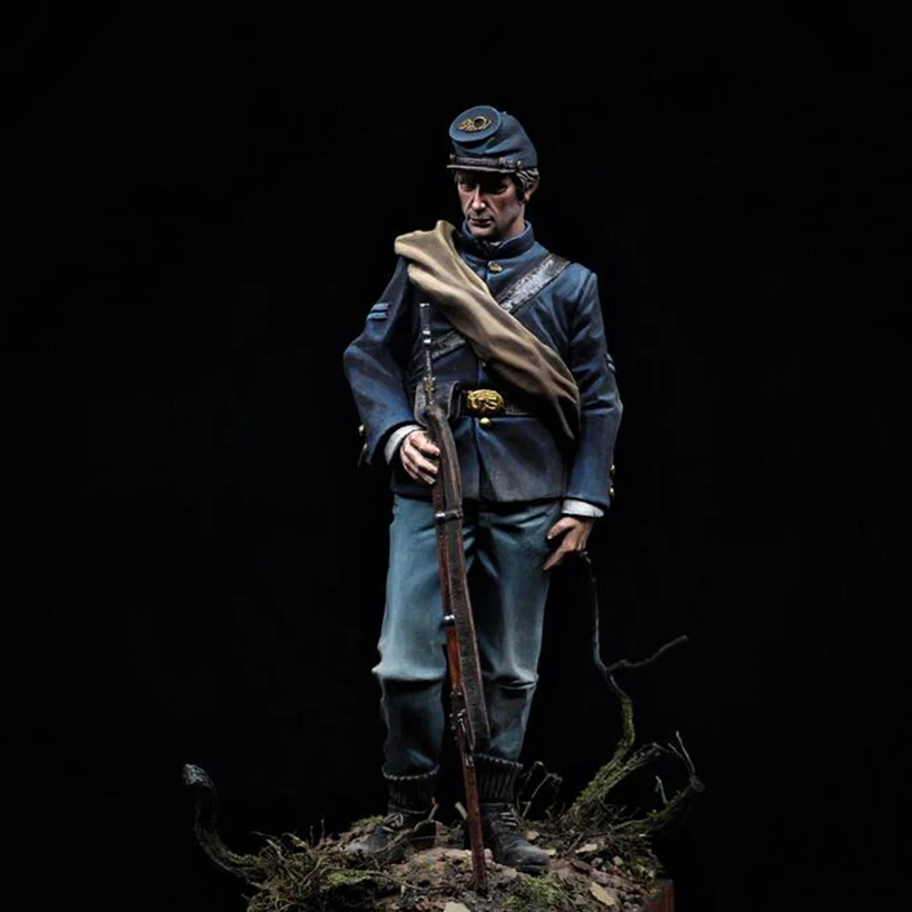Nezasiahnutý 1/18 90 mm staroveký stojanový vojak živici Obrázok Miniatúrne modelové súpravy