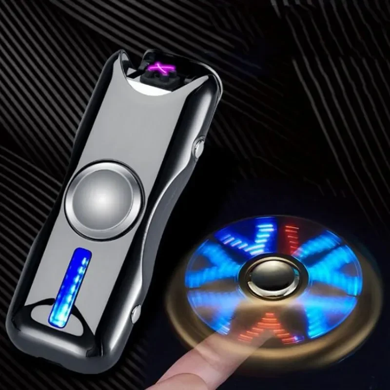 Nezvyčajné fidget Spinner Electric Double Arc Metal Svetlejší LED LED Svetlo Plazma Pulse Bezplatný Igniter USB nabíjanie Kreatívny darček