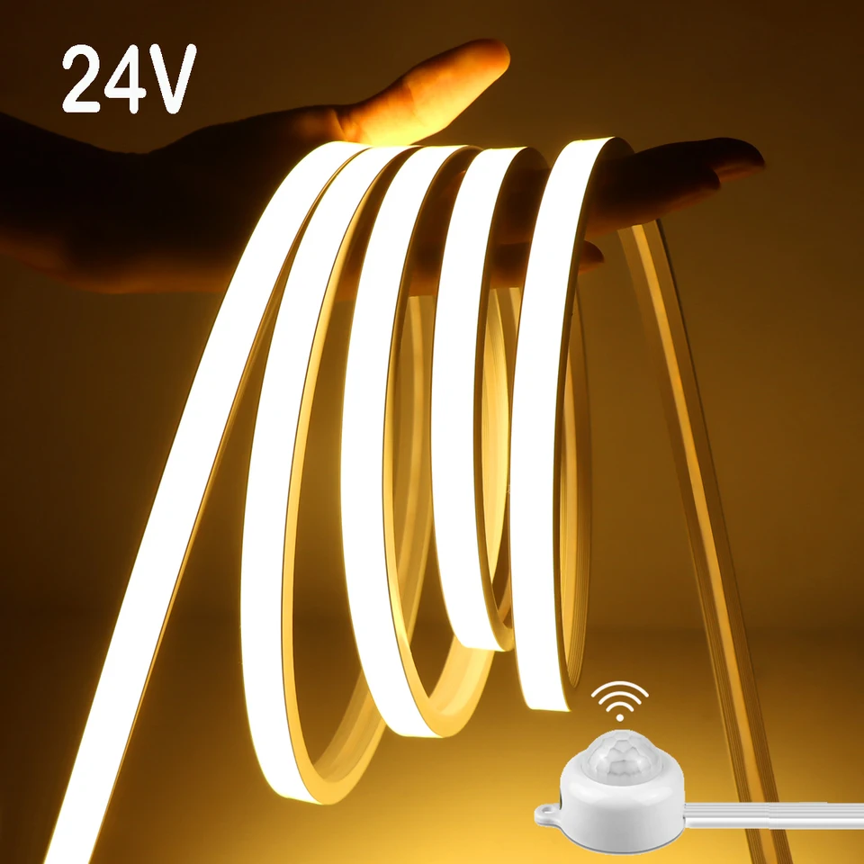 Neónové ľahké bezdrôtové PIR Sensor LED LED SLOP LIGHT 24V Automatické založené schodiskové skrine šatníka kuchyňa kuchynská limpa LED svetlá 110V 220V