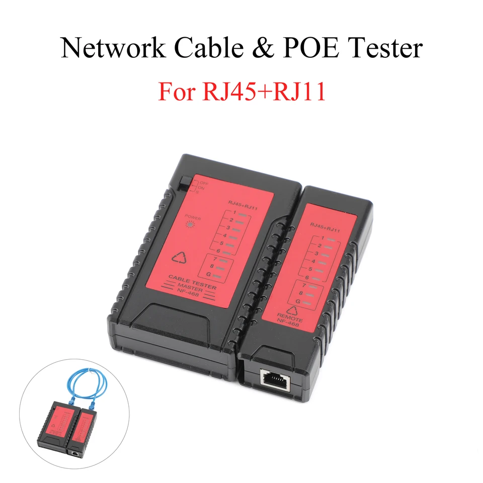 NF-468 Tester internetového telefónu kompatibilný so sieťou RJ45 a telefónnymi linkami RJ11, s ochranou PoE