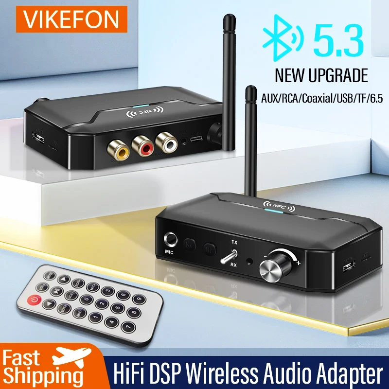 NFC Bluetooth 5.3 Audio vysielač 3,5 mm AUX/RCA/USB/TF/Coaxiálny/6,5 mm mikrofón Karaoke Wireless Adapter HIFI Stereo