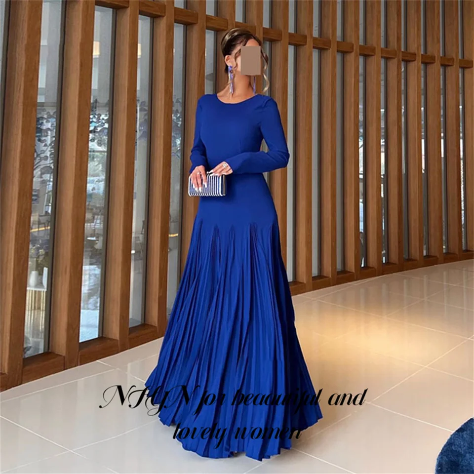 Nfyn Royal Blue Merman Mermaid Prom Dayses Pleat One Neck Večer formálne party zásnubné narodeninové šaty Robes de Soirée prispôsobené