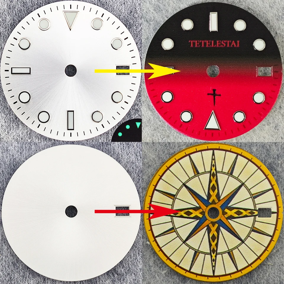 NH35 Dial 28,5 mm vlastné logo/vzor/fotografia Sunray Pattern Sterile Watch Face vhodná pre pohyb série NH
