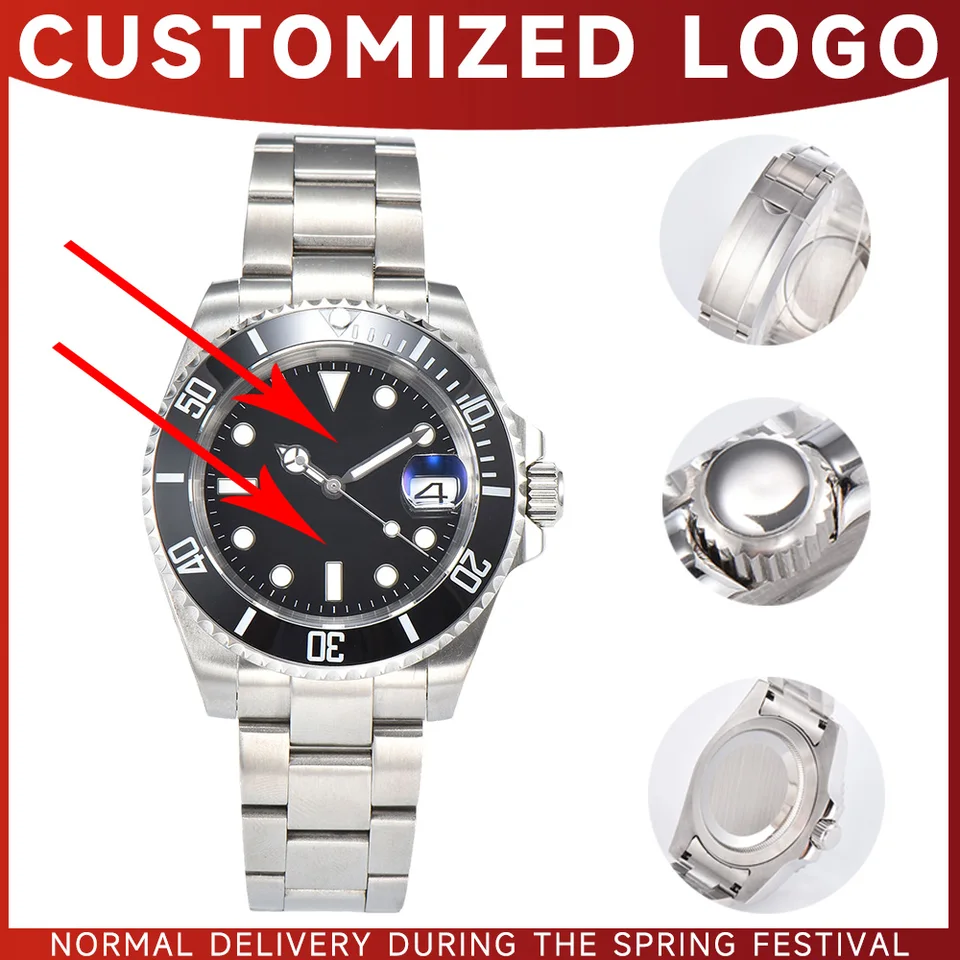 NH35 hodinky Muži sledujú 40 mm nerezsteel vodný puzdro Saphireglass Dáma číselníka 316L ustrice remienok Fit NH35 Automatický pohyb NH35