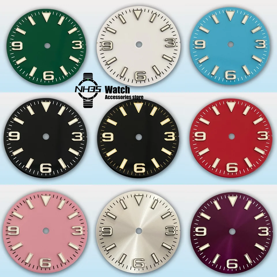 NH35 Watch Sterile 369 Dial pre NH35 NH36 NH38 Sunburst Black Blue Green Gold Dial Arabic Numerrals Acccesory Parts