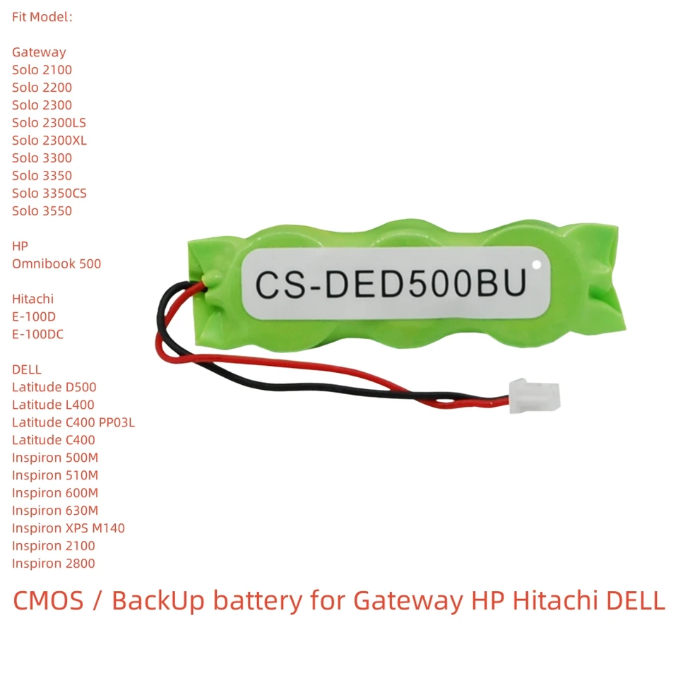 Ni-MH CMOS / záložná batéria pre bránu, HP, Hitachi, Dell, 7,2V, 20 mAh, Solo 2100, Omnibook 500, E-100D, Latitude D500, Inspiron 630M