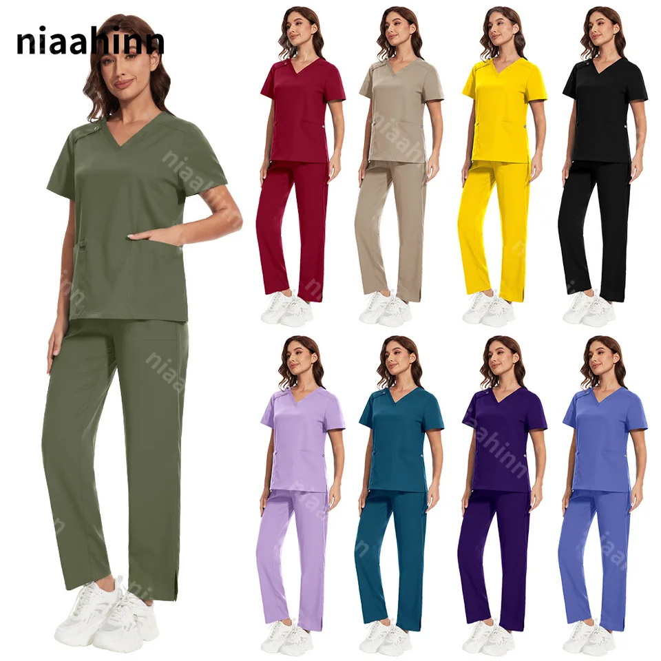 Niaahinn Hospital Doctorka Chirurgické uniformy Ženy Veľkoobchod Príležitostné príležitostné rukávy Vysok