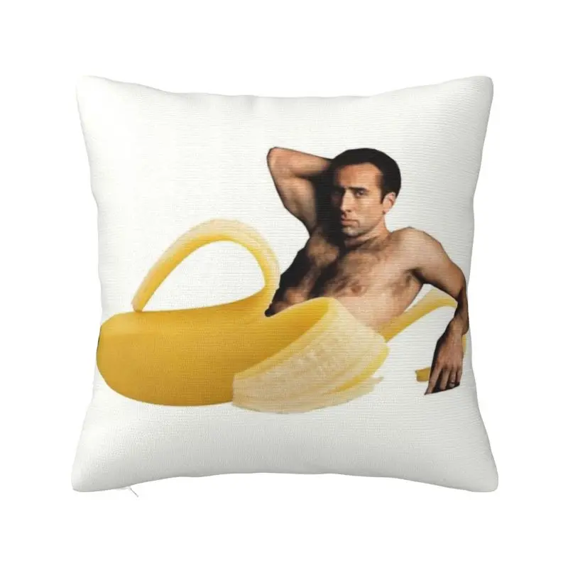 Nicolas Cage v banánovom hádzaní vankúšov pokrýva dekoráciu kawaii vtipné stoličky vankúšik štvorcový vankúš