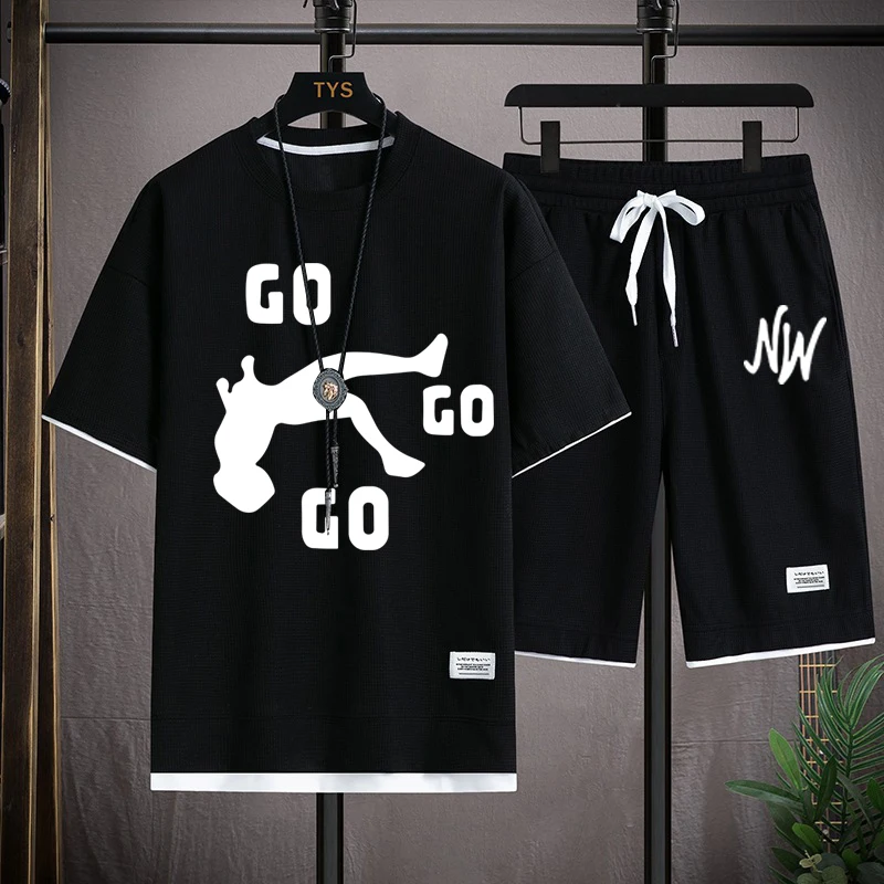 Nidal Wonder Mens Set 2024 Nové tričká Šortky Športový oblek Nové jogging Set Tracksuit Casual Streetwear Cotton Short Sets Muži