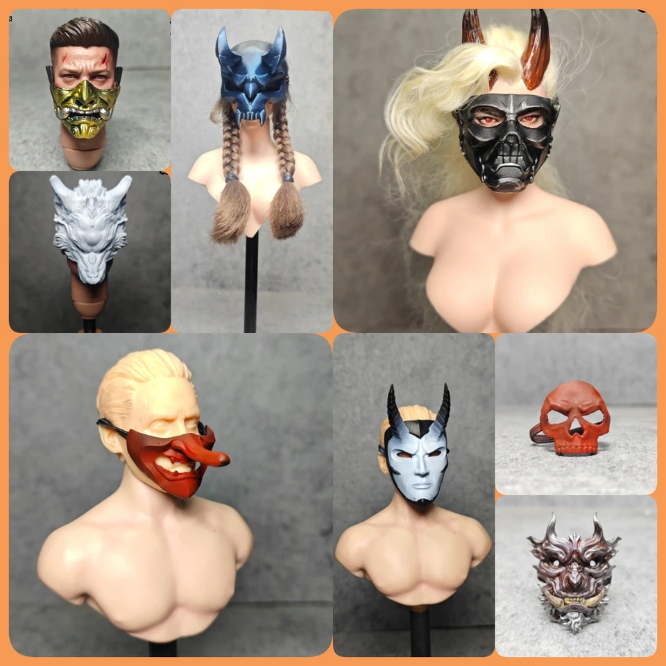 Nie pre skutočných ľudí 1/6 japonského Prajna Shogunate Samurai Mini Mask Mask Mask Accessories pre 12 ”vojakové akčné figúrky tela