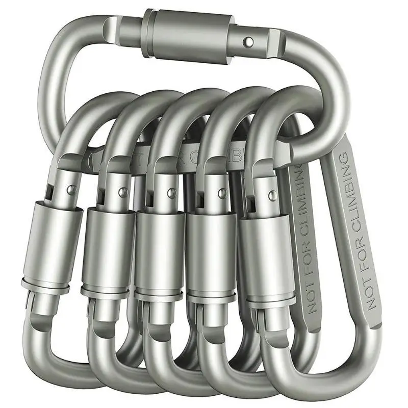 Niektorí veľkoobchodný batoh Carabiner Keychain Outdoor Camping Tools Hliník D-krúžok Snap Snap Clip Lock Buck Hook Hammock EDC