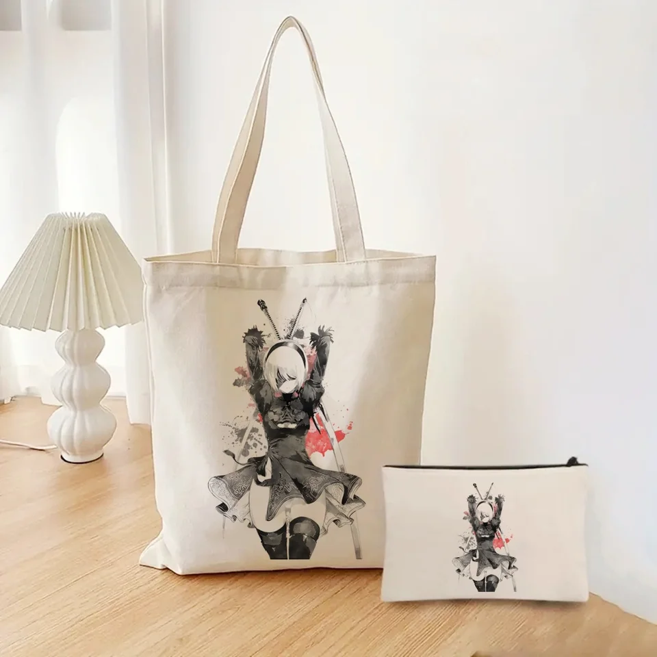 Nier Automata Game Type 2B Nier Yorha Replicat Anime Bag, ľahká veľká kapacita tote taška, darčeková kabelka pre dievčatá pre dievčatá