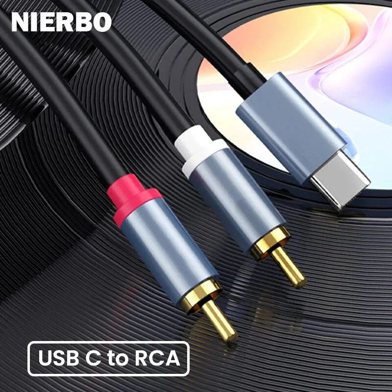 Nierbo USB C TO 2RCA MALS MALO Jack Plug Adapter TYP-C TYP CA RCA MÁ MÁM ŽIADNOM