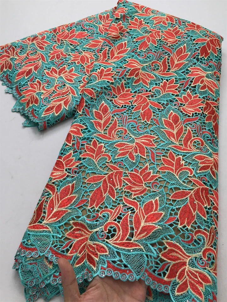 Nigérijská vodná rozpustná tkanina a čipka African Guipure Water Lace Lace Tkanina Najnovšia 2025 Elegantná šitie pre dámske šaty, 2,5 yardov 4091