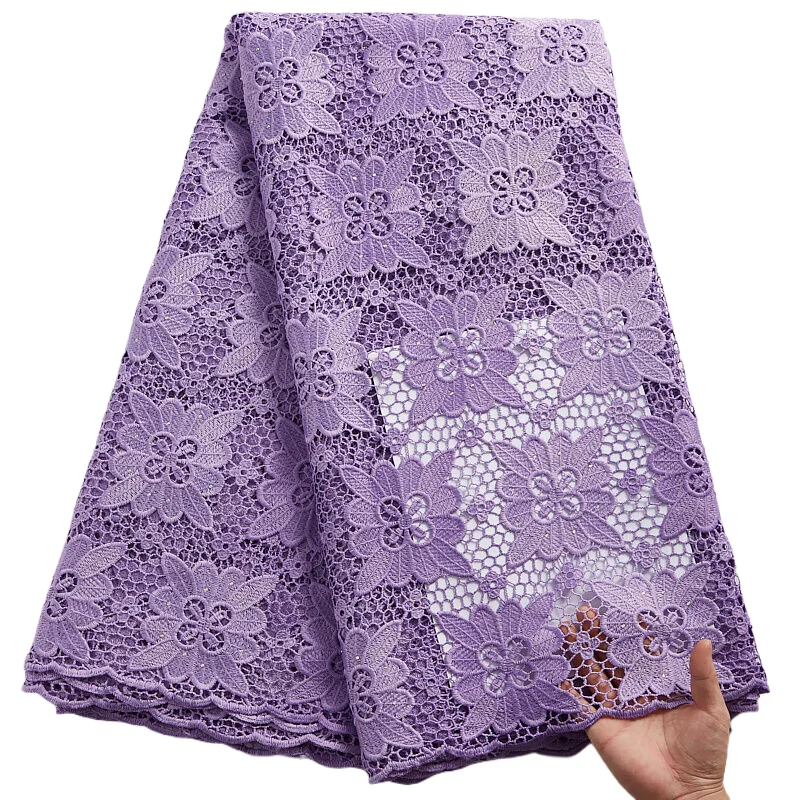 Nigérijské vodné rozpustné čipky Vysoko kvalitné africké šnúrky Lace Lace Lace s kameňmi na svadobné elegantné párty šaty Ty2356