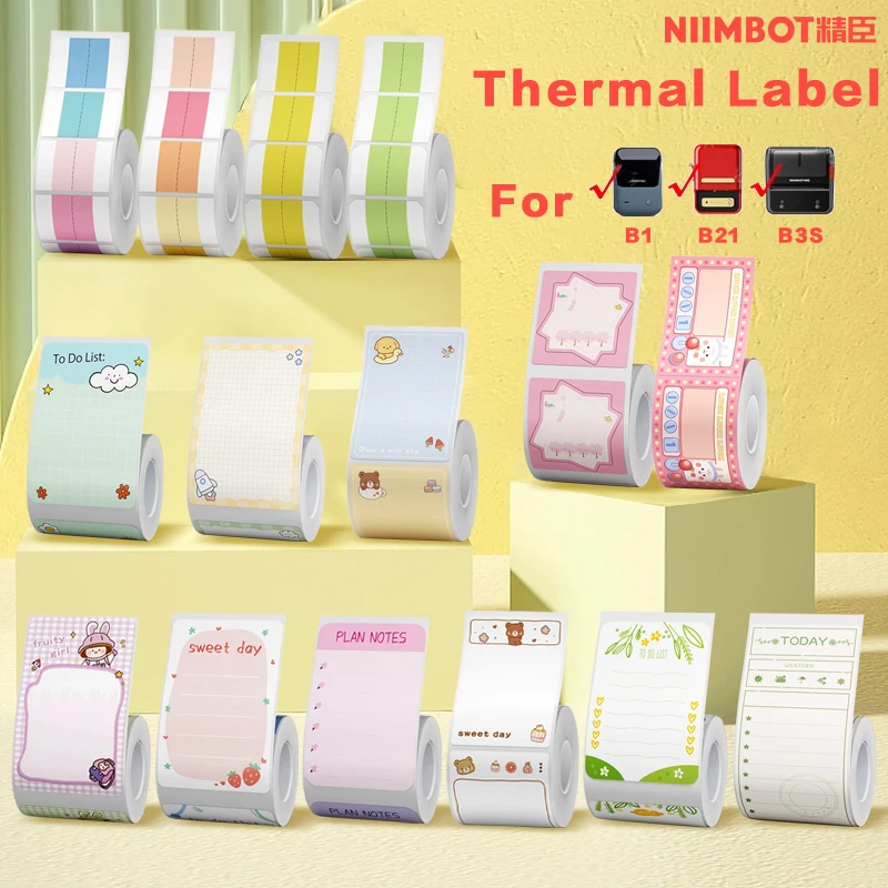 Niimbot B21/B3S/B203 Self Adhesive Label Cutoon Series Series Termal Label Cena, Commodity Classification Stickers