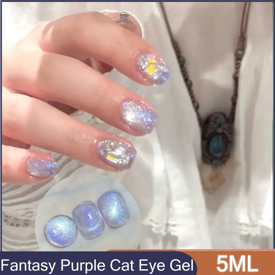 Nika Fantasy Violet Opal Aurora Fairy Cat Eye Eye Gel na nechty Polisk Polomerné nasiaknutie na nechty Magnetický gél pre dizajn nechtov