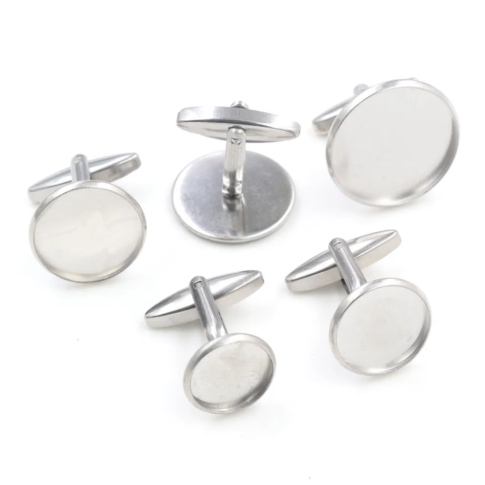 Nikdy mizne 10ks/ šarža 10 mm 12 mm 14 mm 16 mm 20 mm, z nehrdzavejúcej ocele CuffLink Base Cuff Link Settings Cabochon Cameo Base