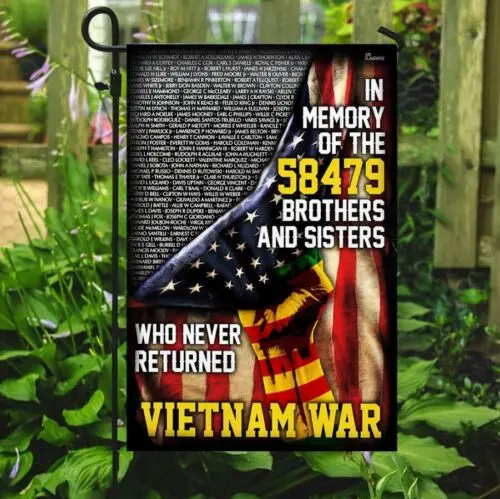 Nikdy nezabudnem na vietnamskú vlajku veterána, záhradná vlajka, obojstranná vlajka, domová vlajka,