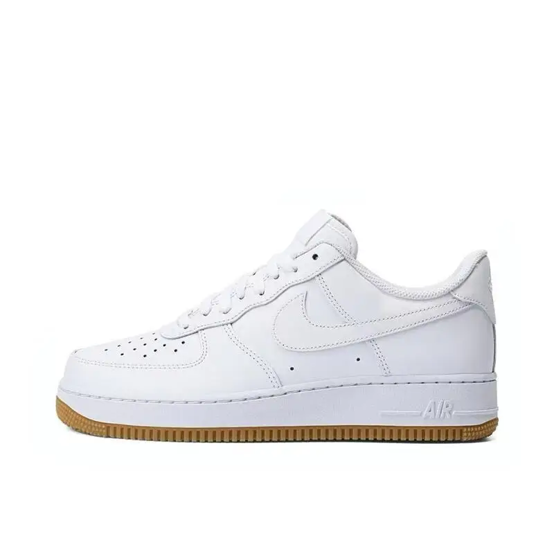 Nike Air Force 1 biela hnedá pánska a dámska strieborná pohodlná priedušná husté podrážky opotrebovanie Trend Trend Príležitostné ocko topánky